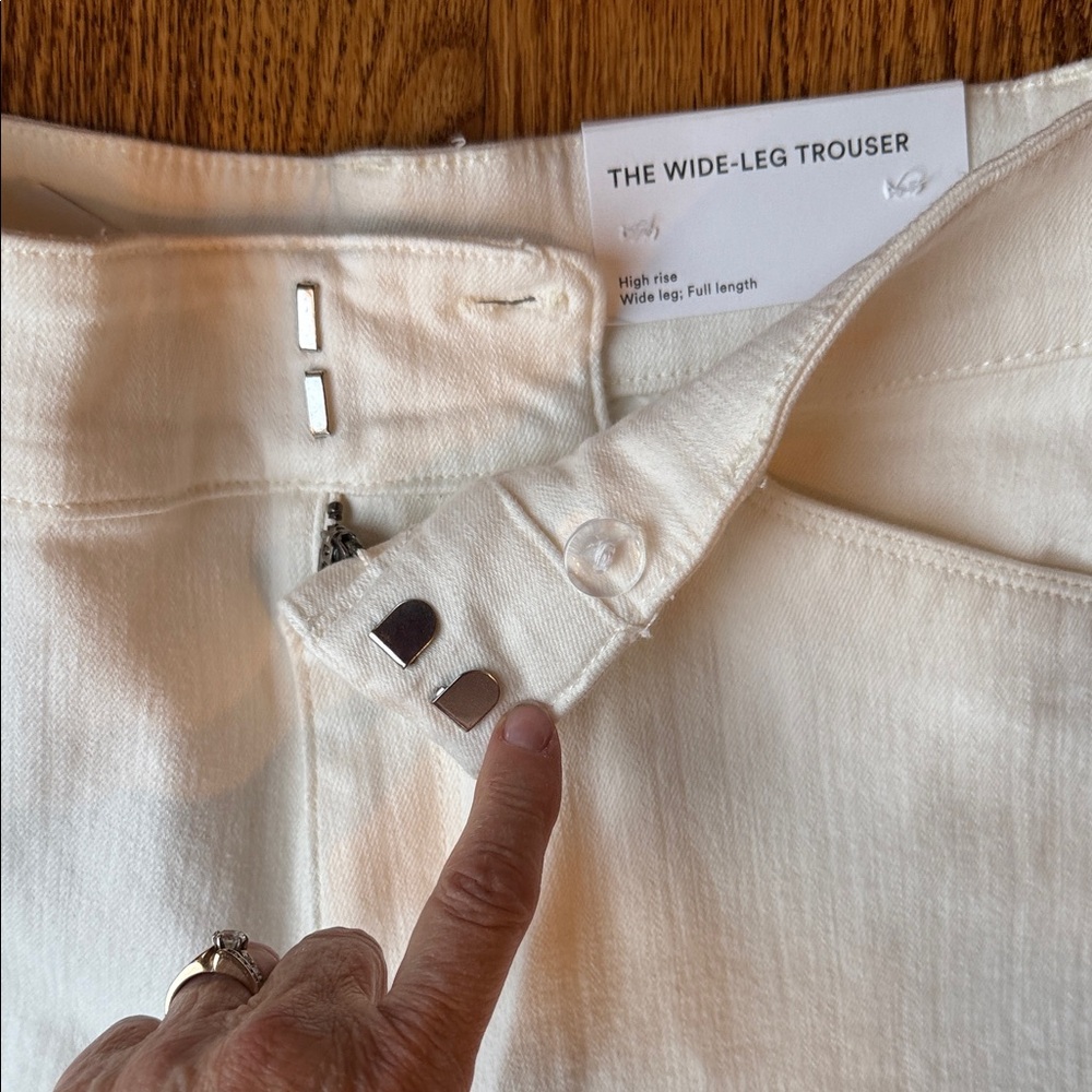 Ann Taylor Cream/White Wide-Leg Pants - Picture 3 of 13